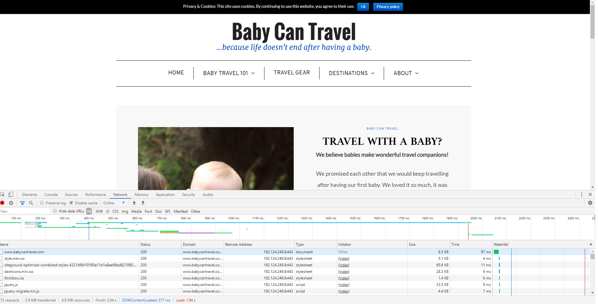 www.babycantravel.com Speed Comparison Before