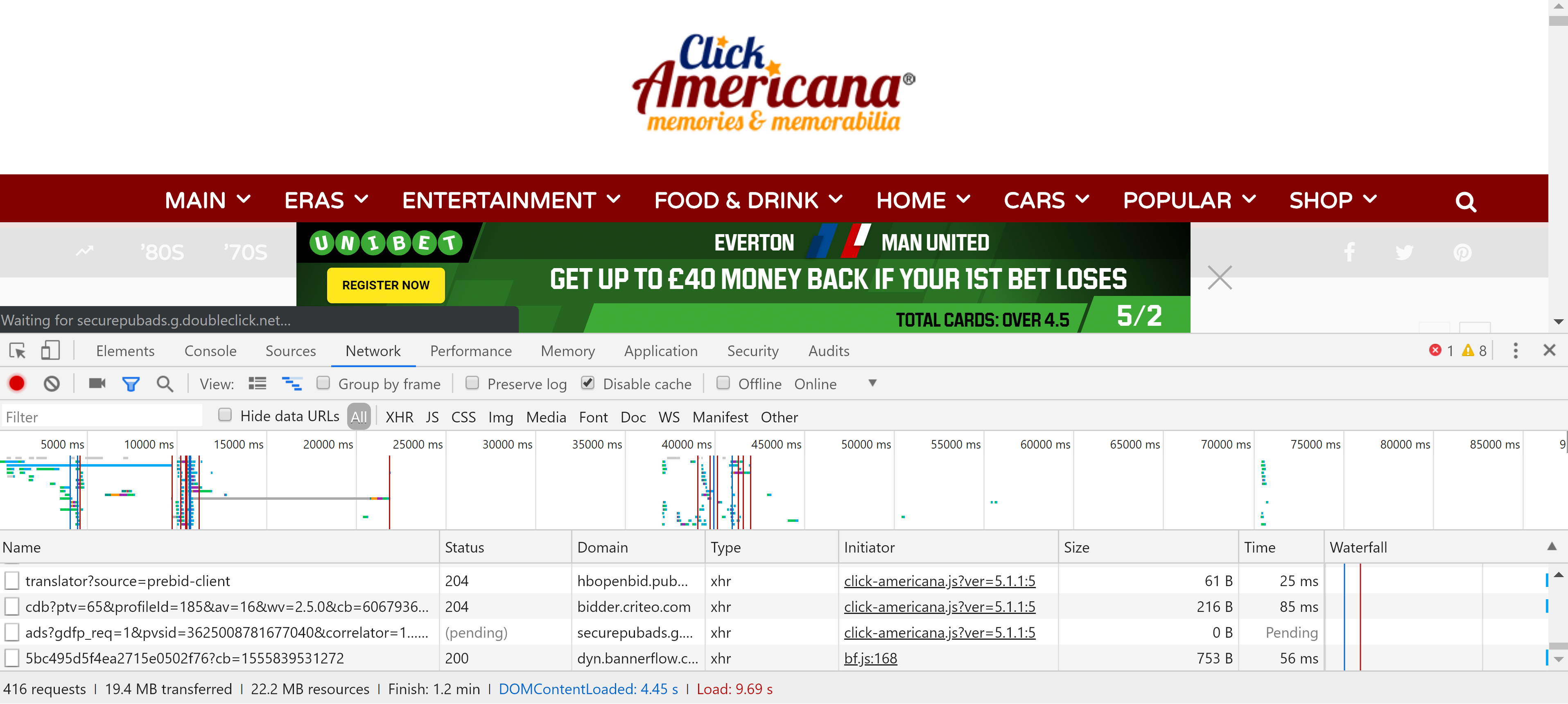 www.clickamericana.com Speed Comparison Before