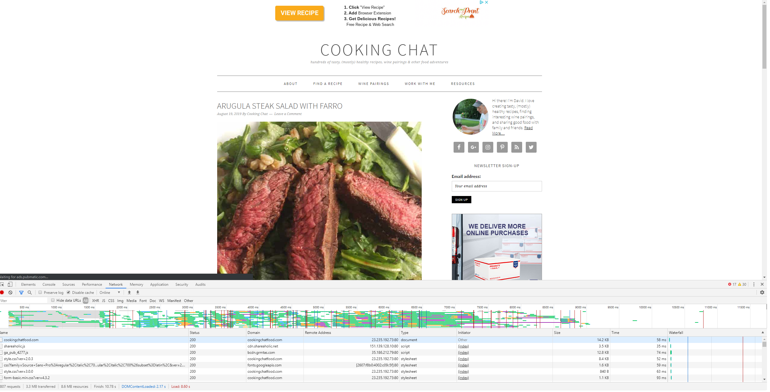www.cookingchatfood.com Speed Comparison Before