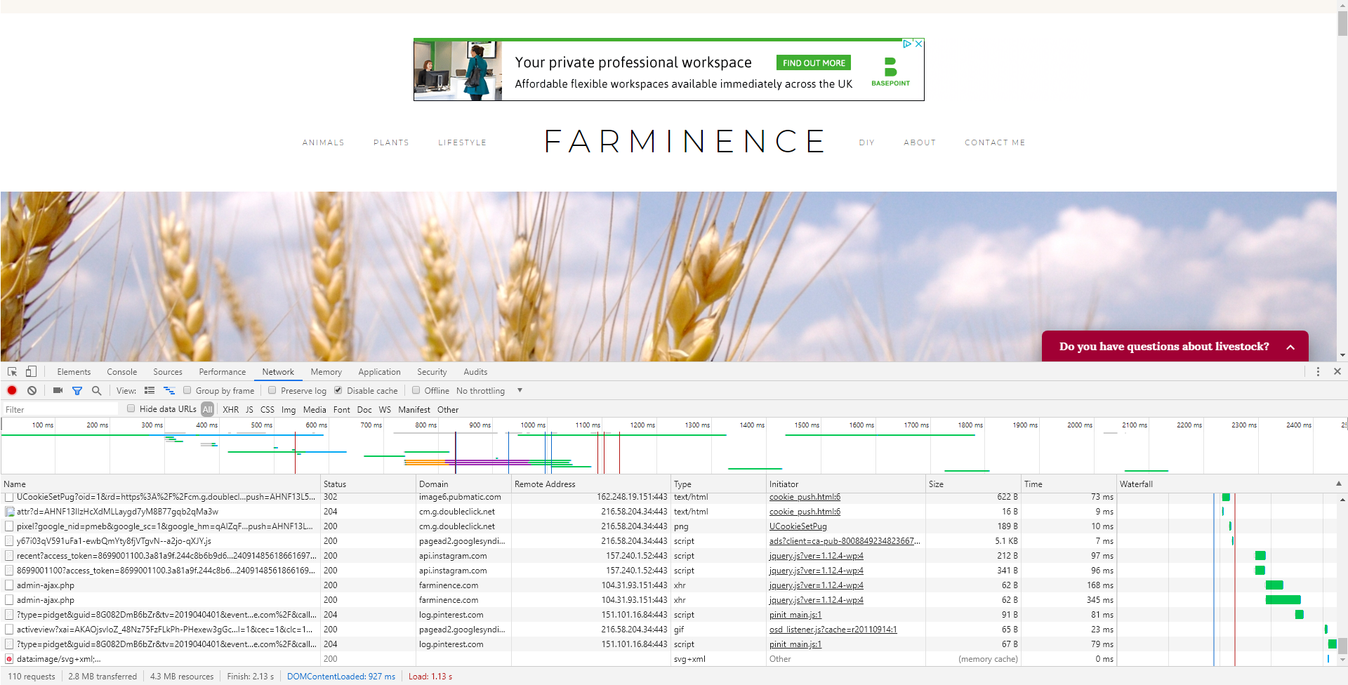www.farminence.com Speed Comparison After