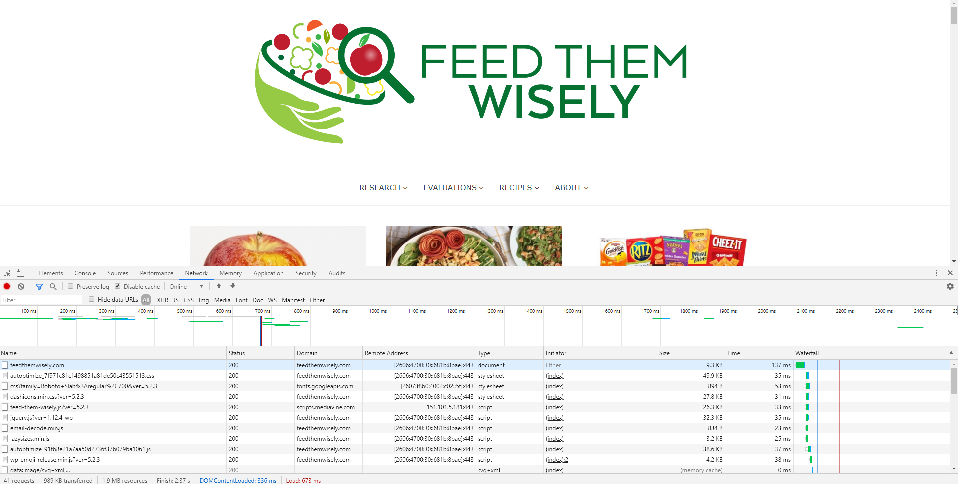 www.feedthemwisely.com Speed Comparison After