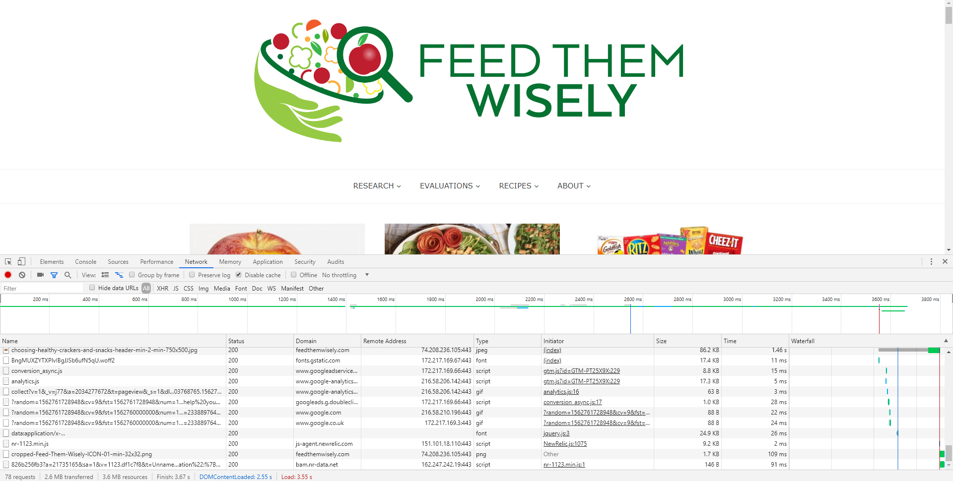 www.feedthemwisely.com Speed Comparison Before