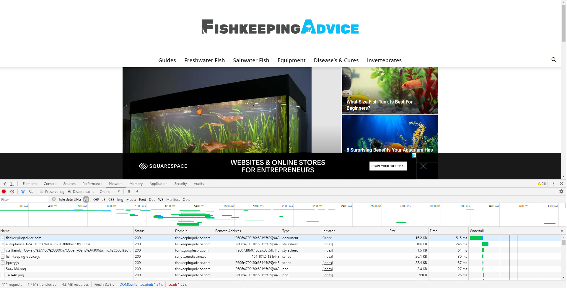 www.fishkeepingadvice.com Speed Comparison After