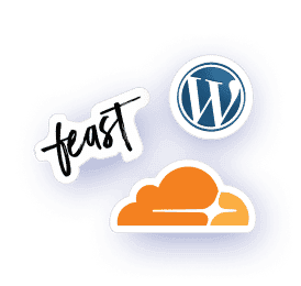 Feast, WordPress & CloudFlare Logos
