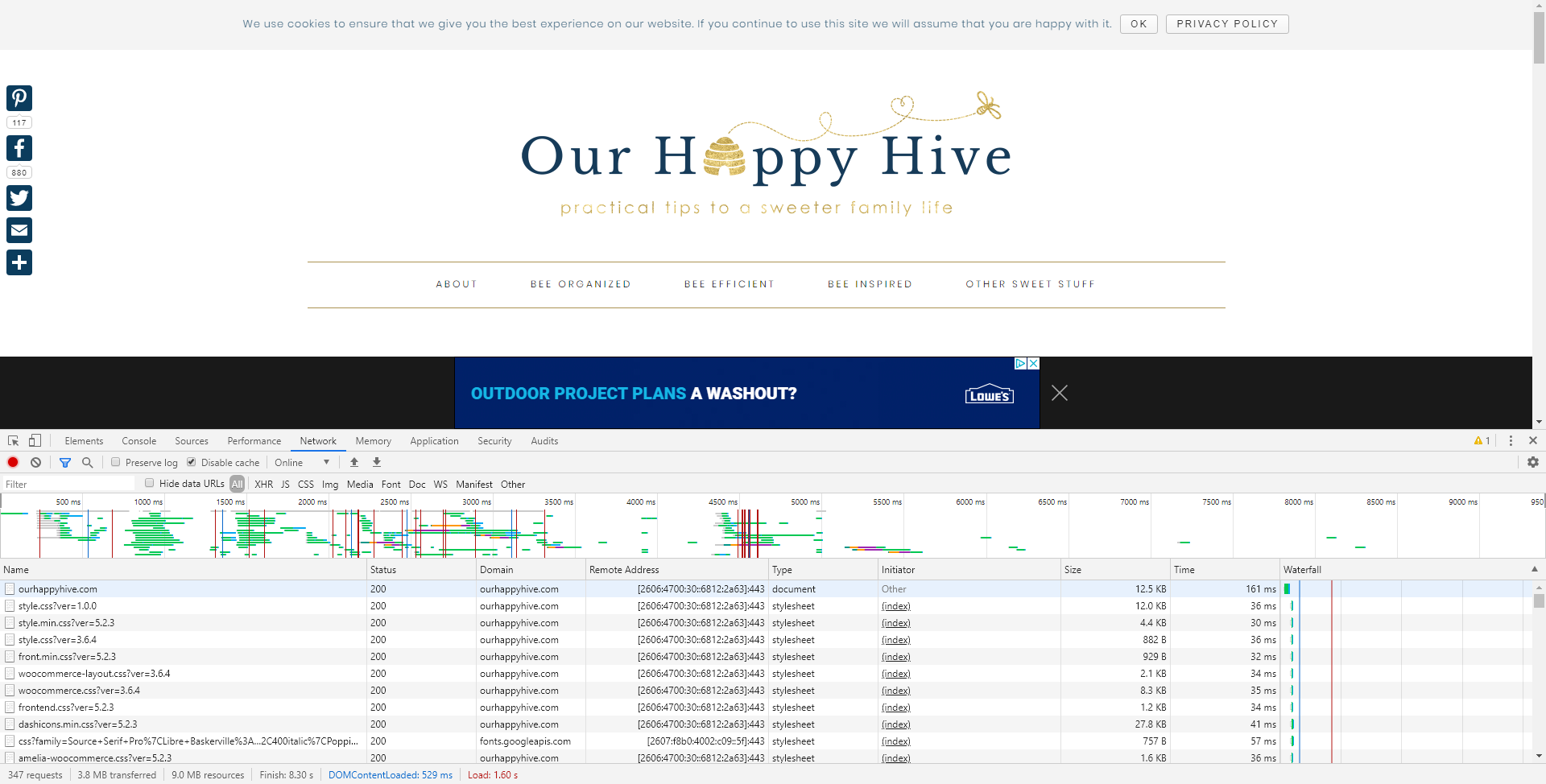 www.ourhappyhive.com Speed Comparison After