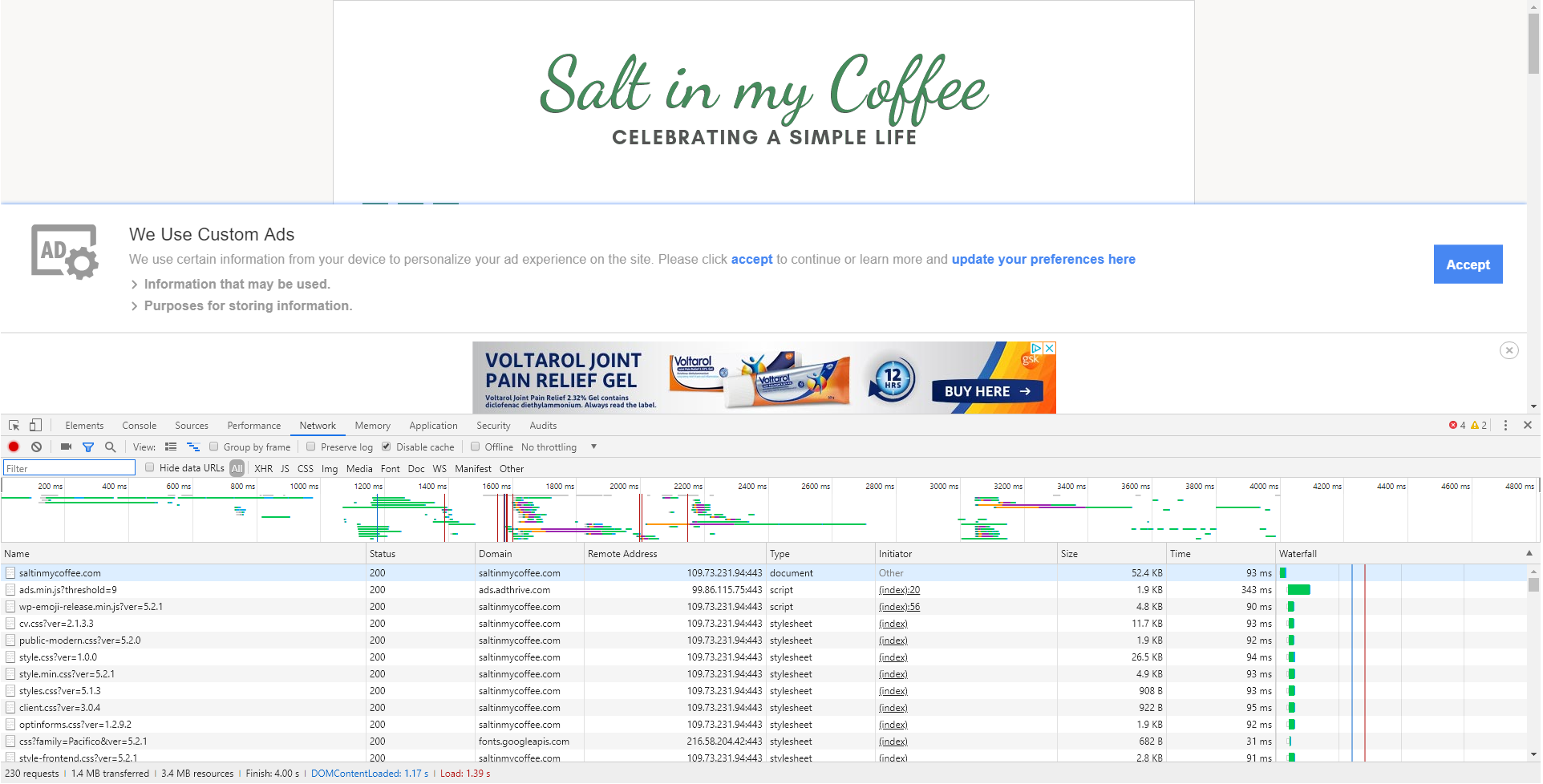 www.saltinmycoffee.com Speed Comparison Before