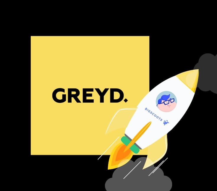Image of Greyd logo with BigScoots rocket