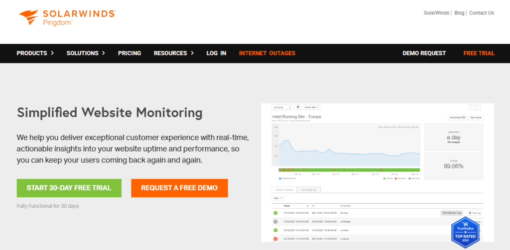 Pingdom’s homepage.