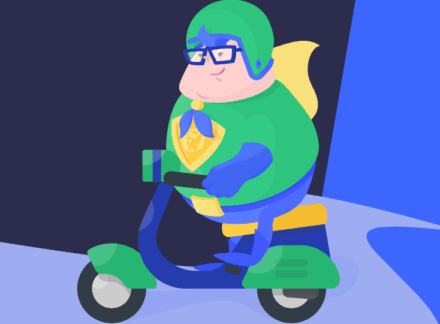 BigScoots mascot on scooter.