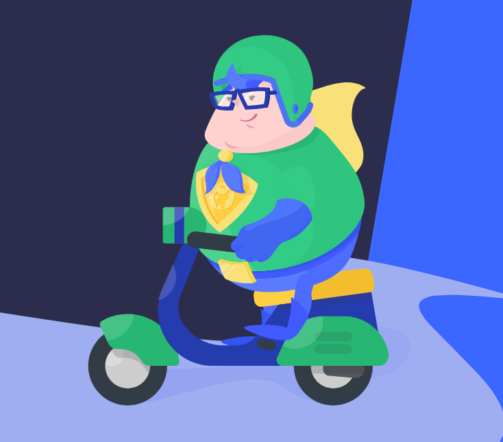 BigScoots mascot on scooter.