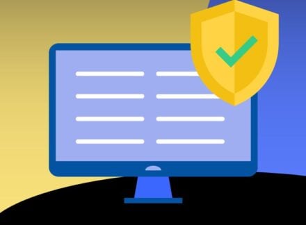 Computer screen with security shield icon